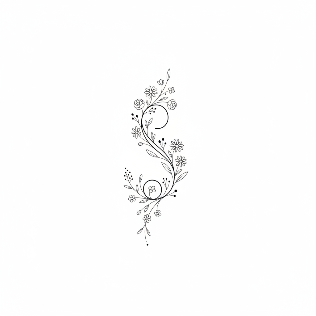 Semicolon with Flowers semicolon tattoo design