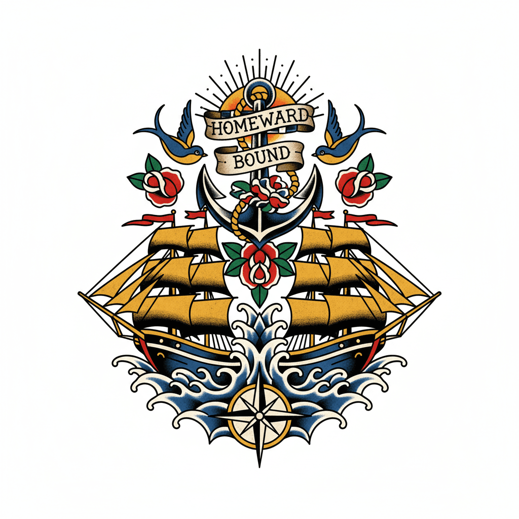 American Traditional tattoo flash design 112