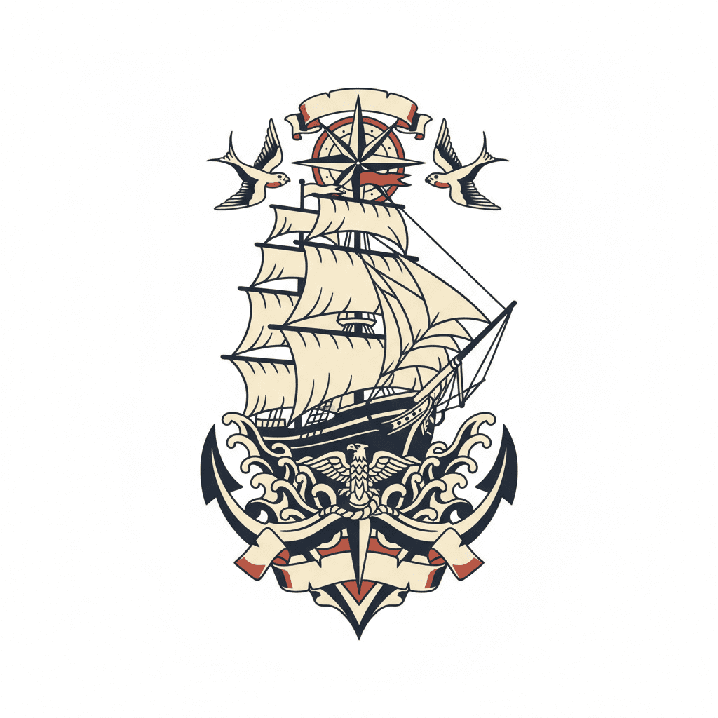 American Traditional tattoo flash design 114