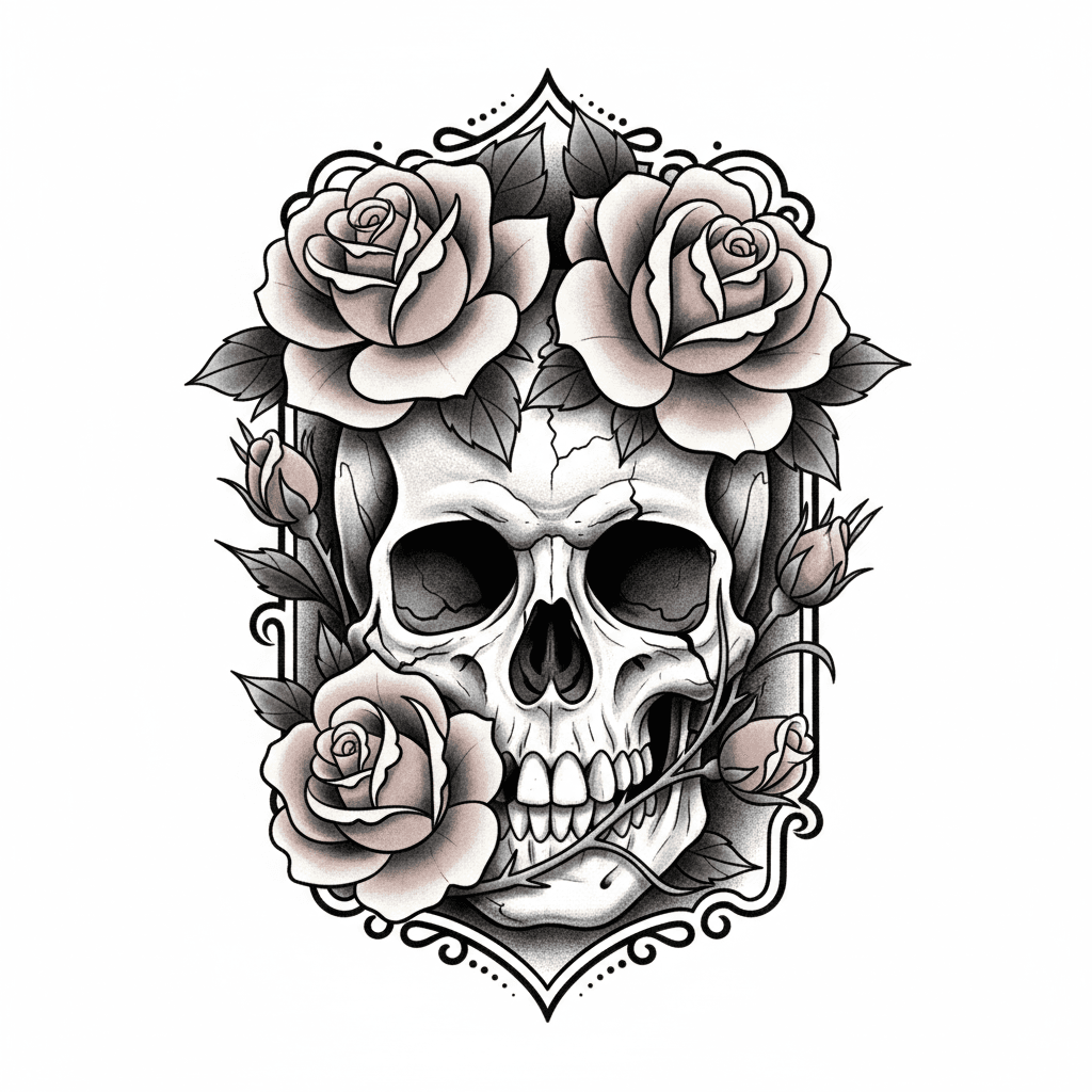 Black & Grey tattoo flash design 4