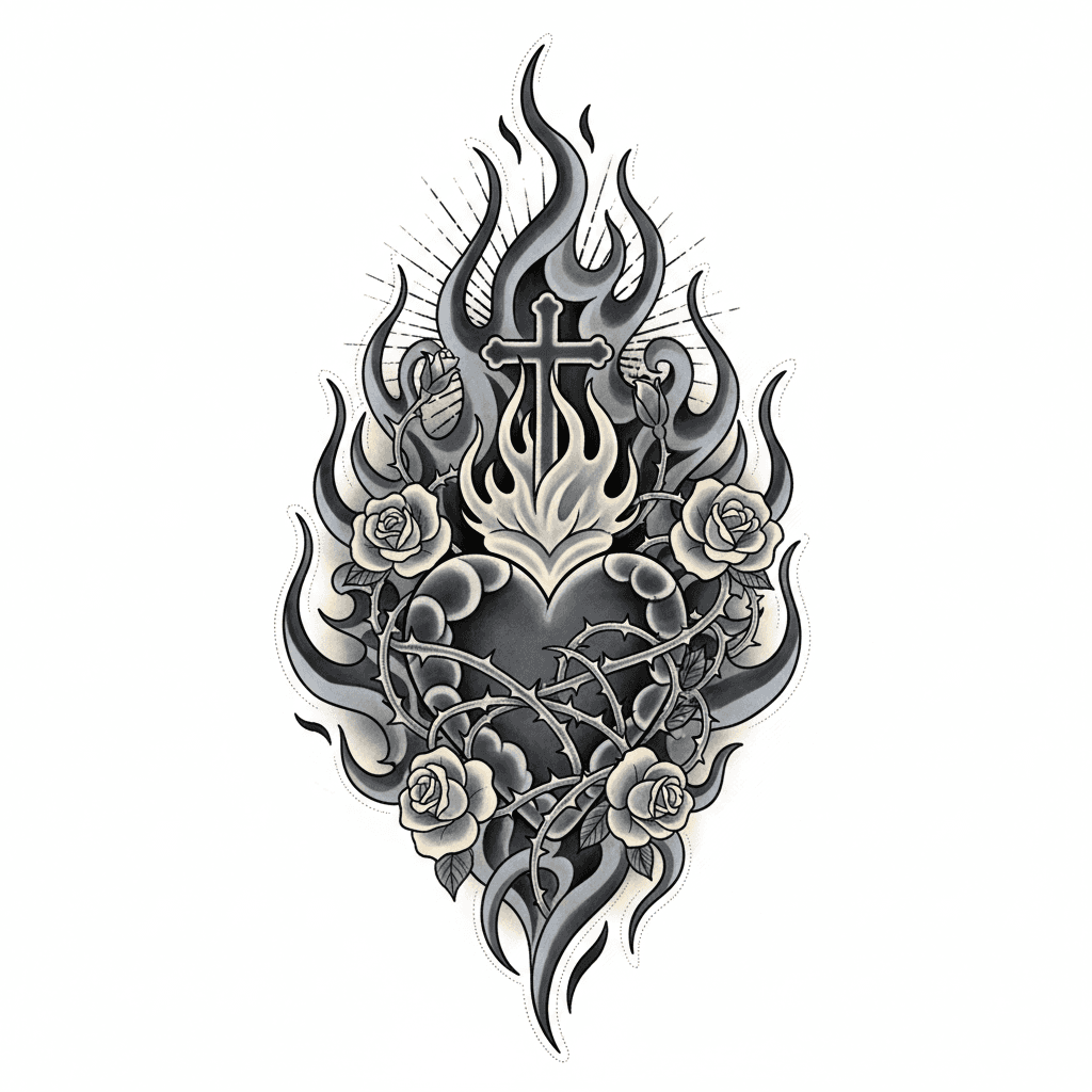 Black & Grey tattoo flash design 45