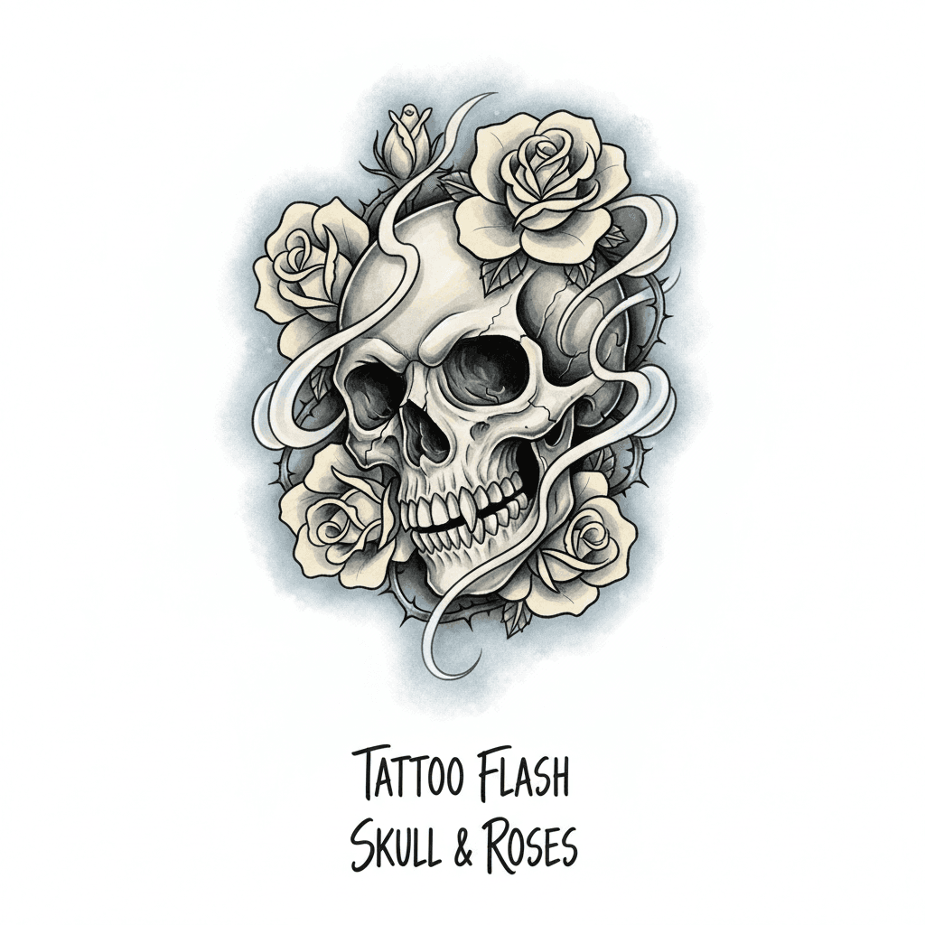 Black & Grey tattoo flash design 54