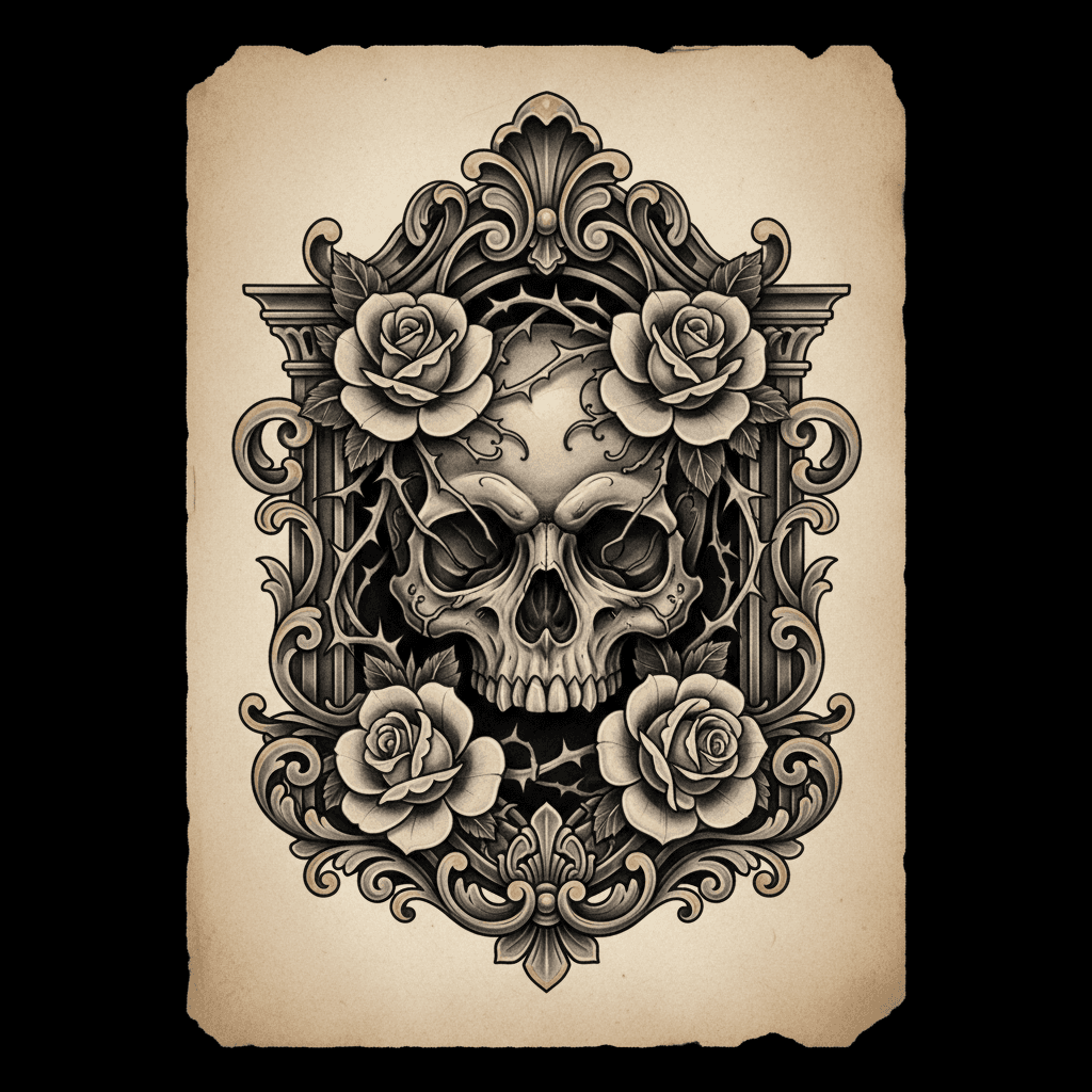 Black & Grey tattoo flash design 55