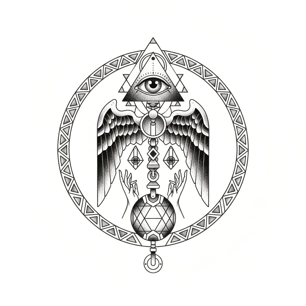 Geometric & Dotwork tattoo flash design 50