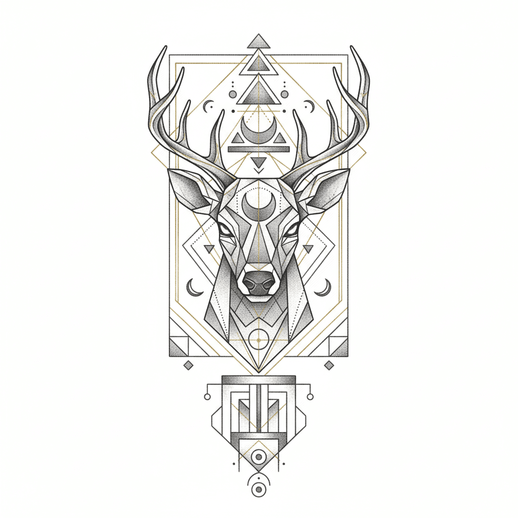 Geometric & Dotwork tattoo flash design 65