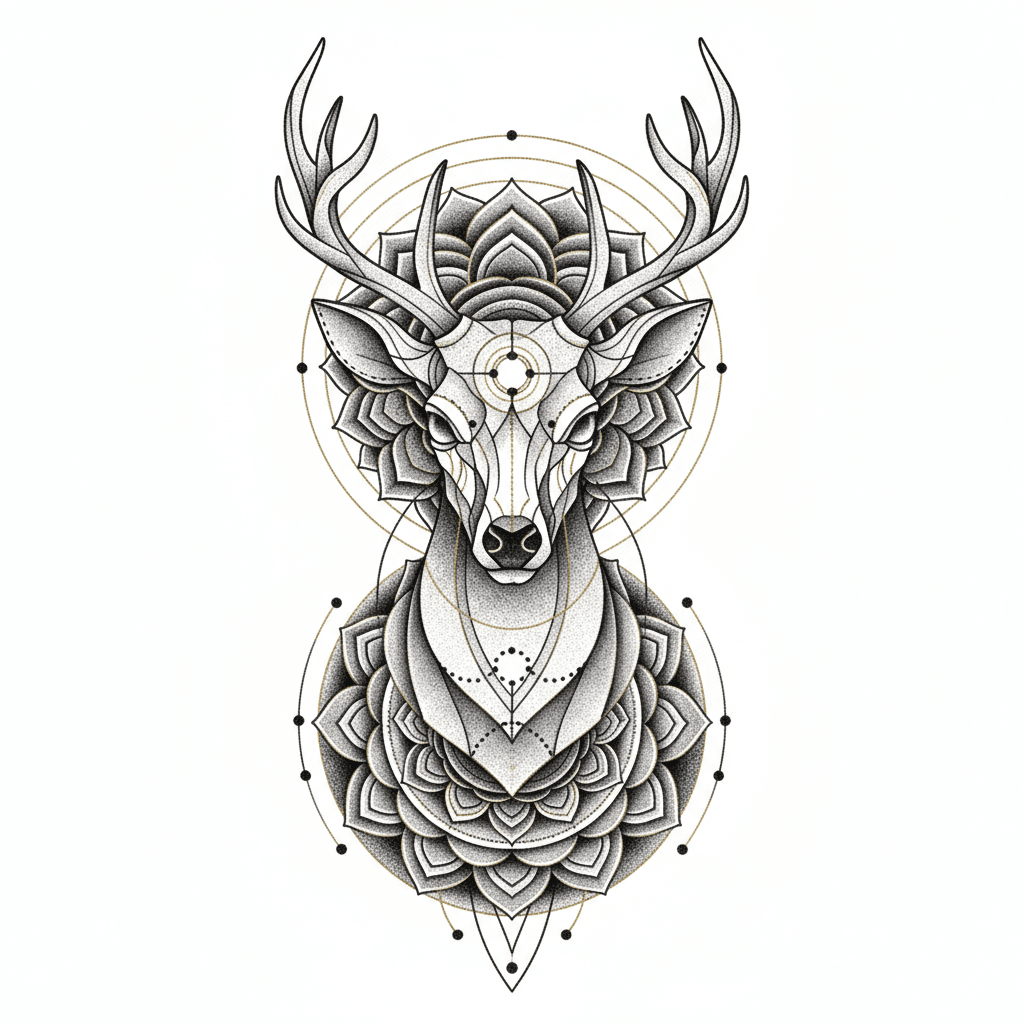 Geometric & Dotwork tattoo flash design 68