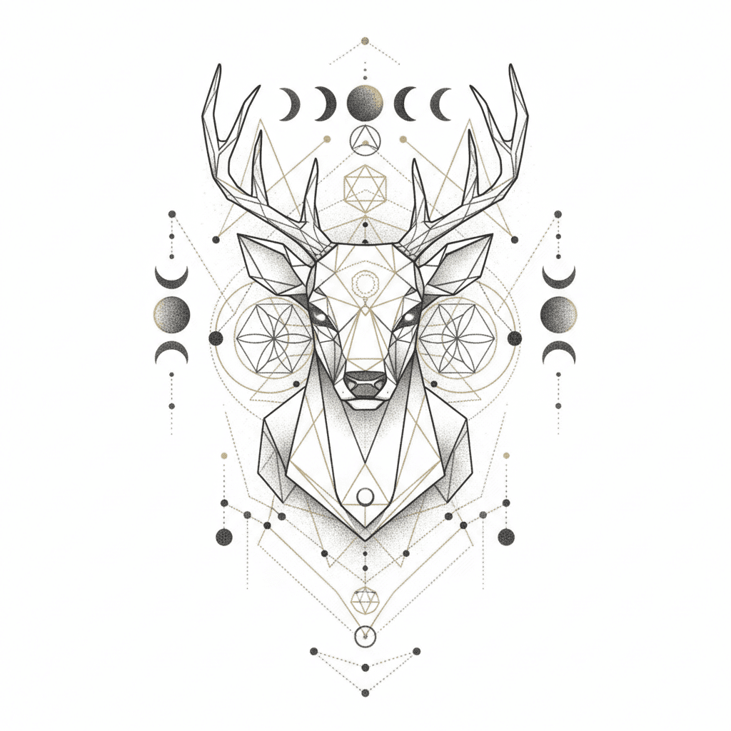 Geometric & Dotwork tattoo flash design 74