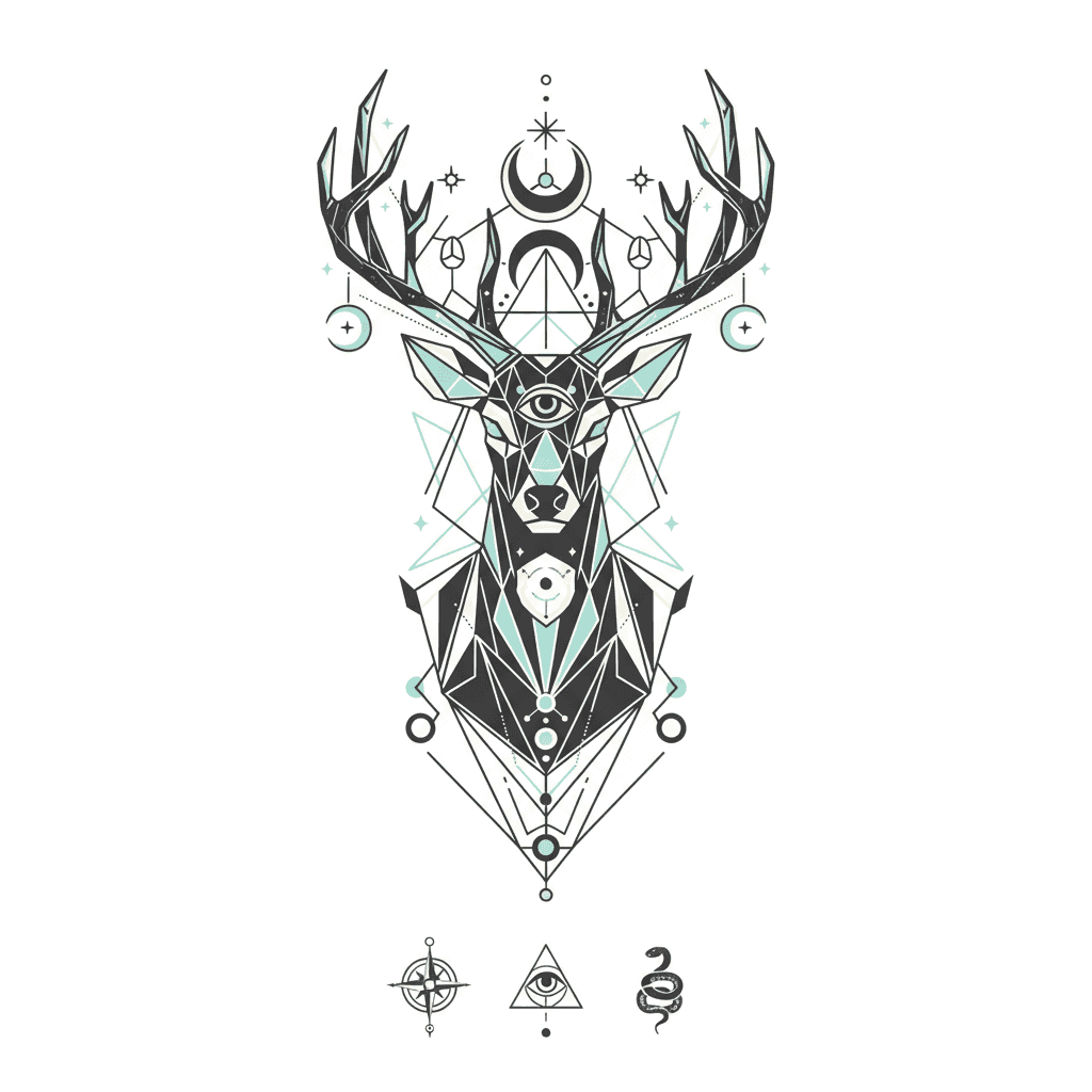 Geometric & Dotwork tattoo flash design 75