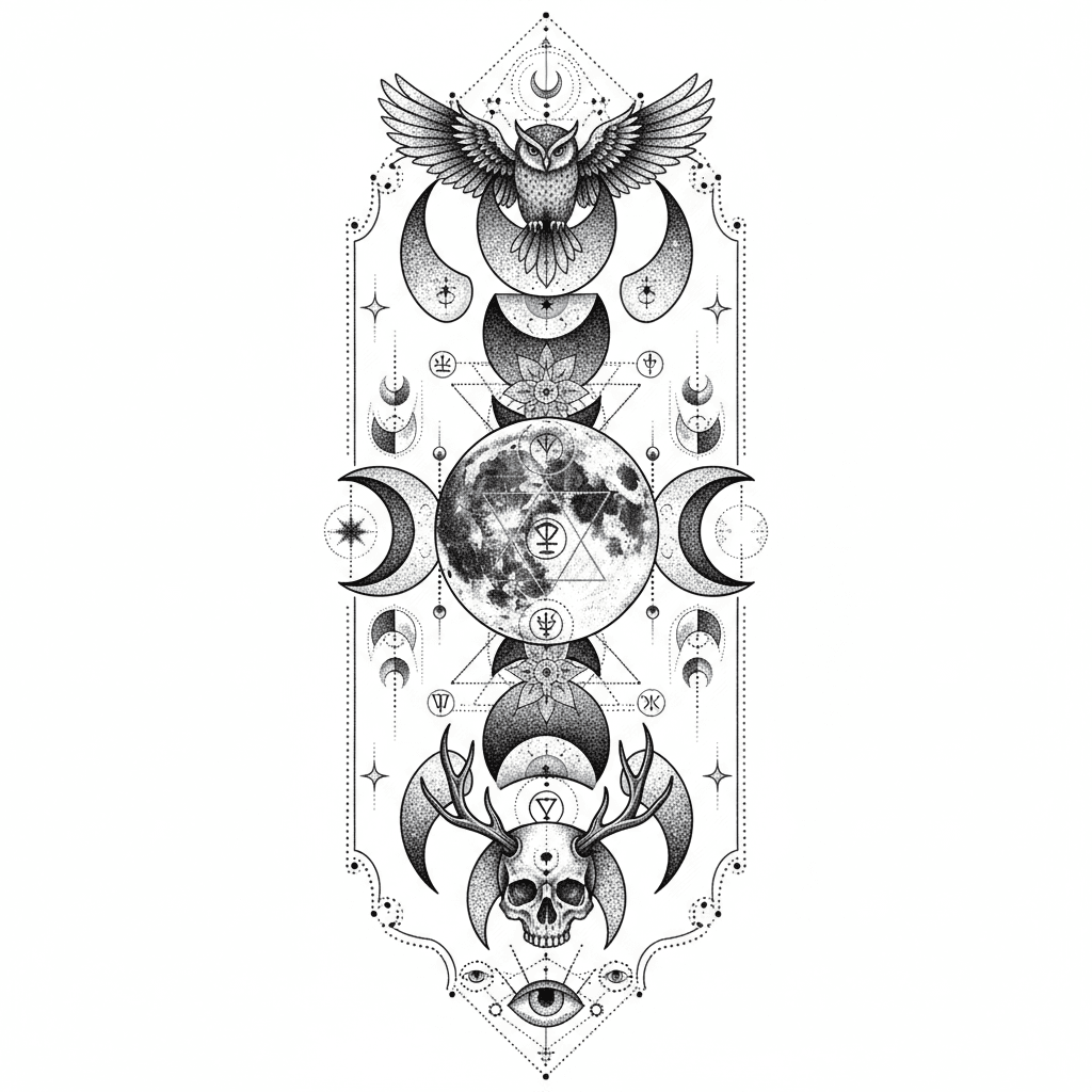 Geometric & Dotwork tattoo flash design 79