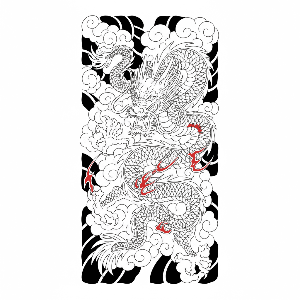 Japanese Irezumi tattoo flash design 2