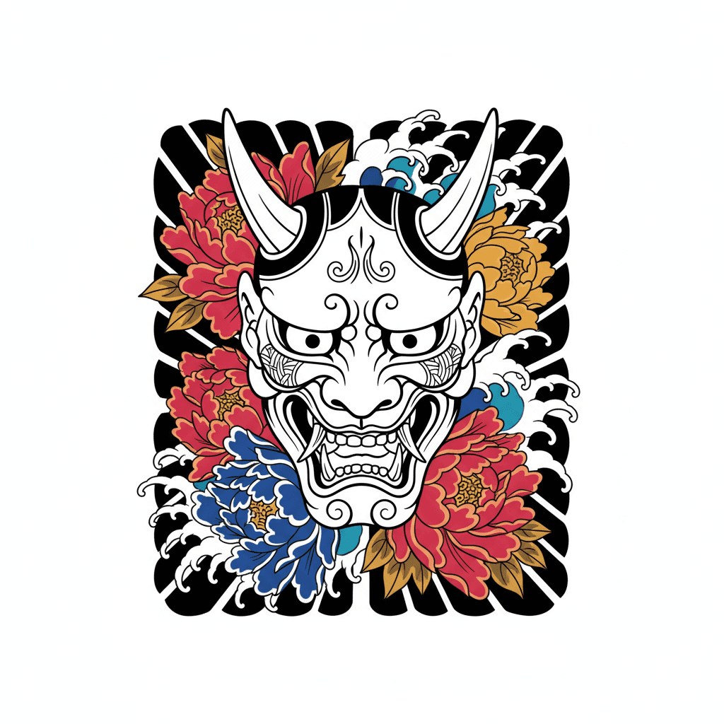 Japanese Irezumi tattoo flash design 3