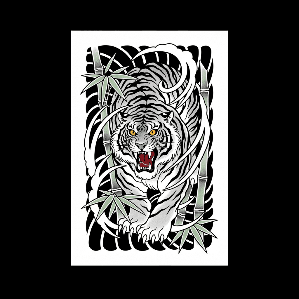 Japanese Irezumi tattoo flash design 4