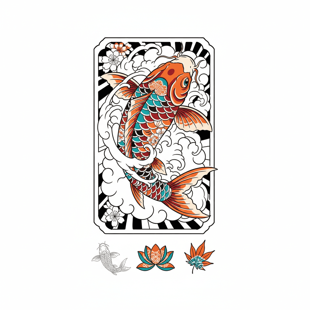 Japanese Irezumi tattoo flash design 12