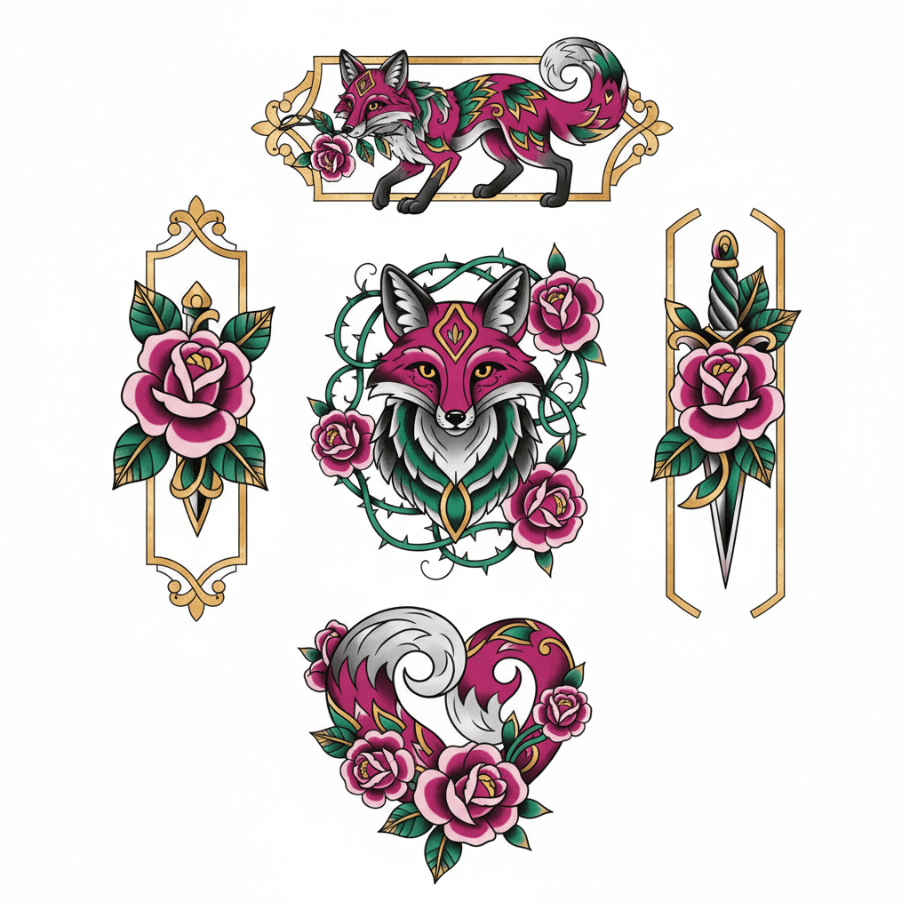 Neo-Traditional tattoo flash design 9