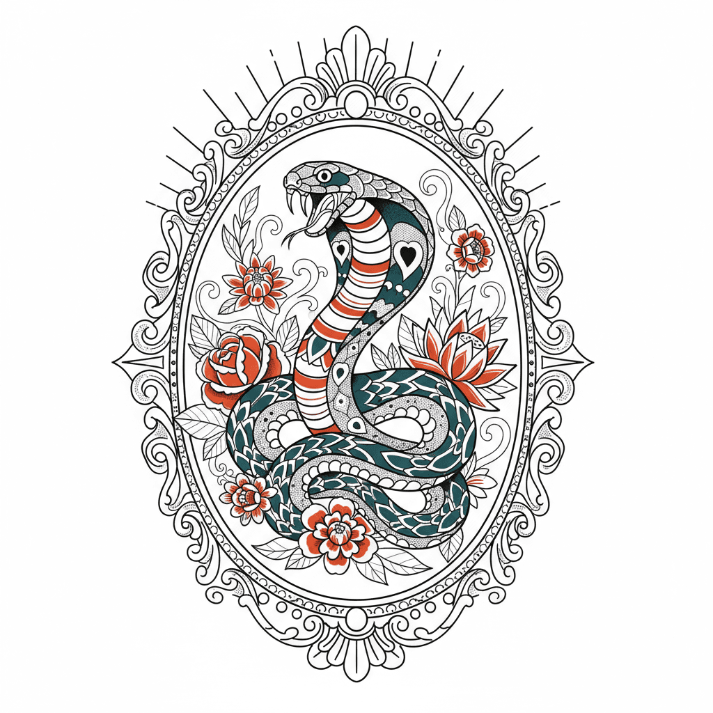 Neo-Traditional tattoo flash design 136
