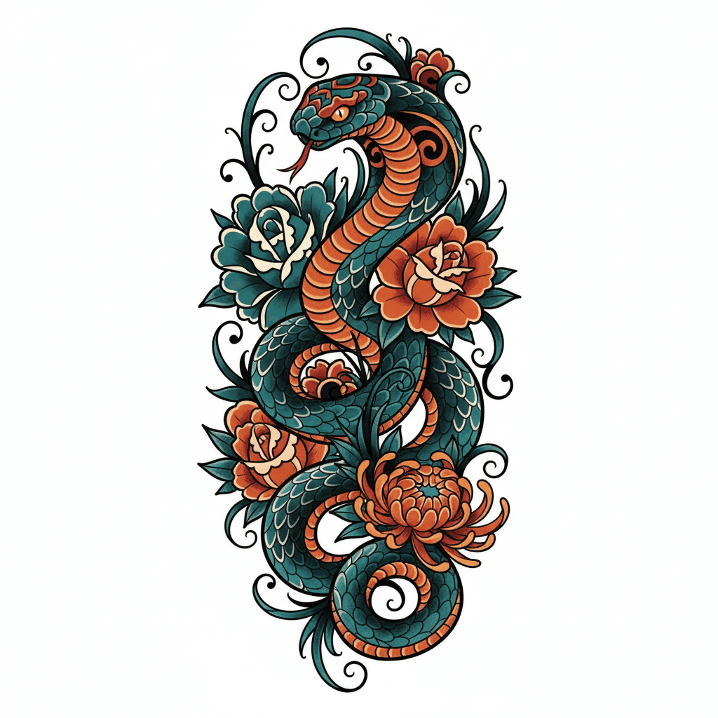 Neo-Traditional tattoo flash design 139