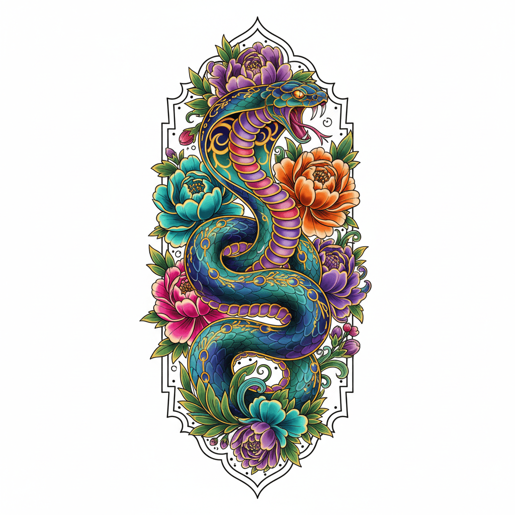 Neo-Traditional tattoo flash design 140