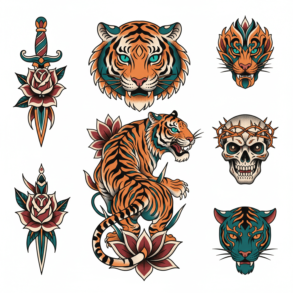 Neo-Traditional tattoo flash design 22