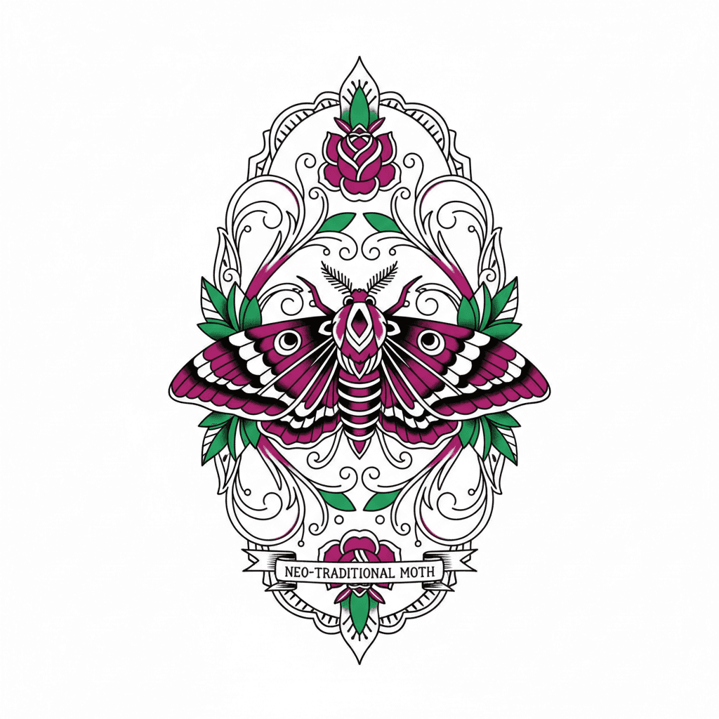 Neo-Traditional tattoo flash design 36