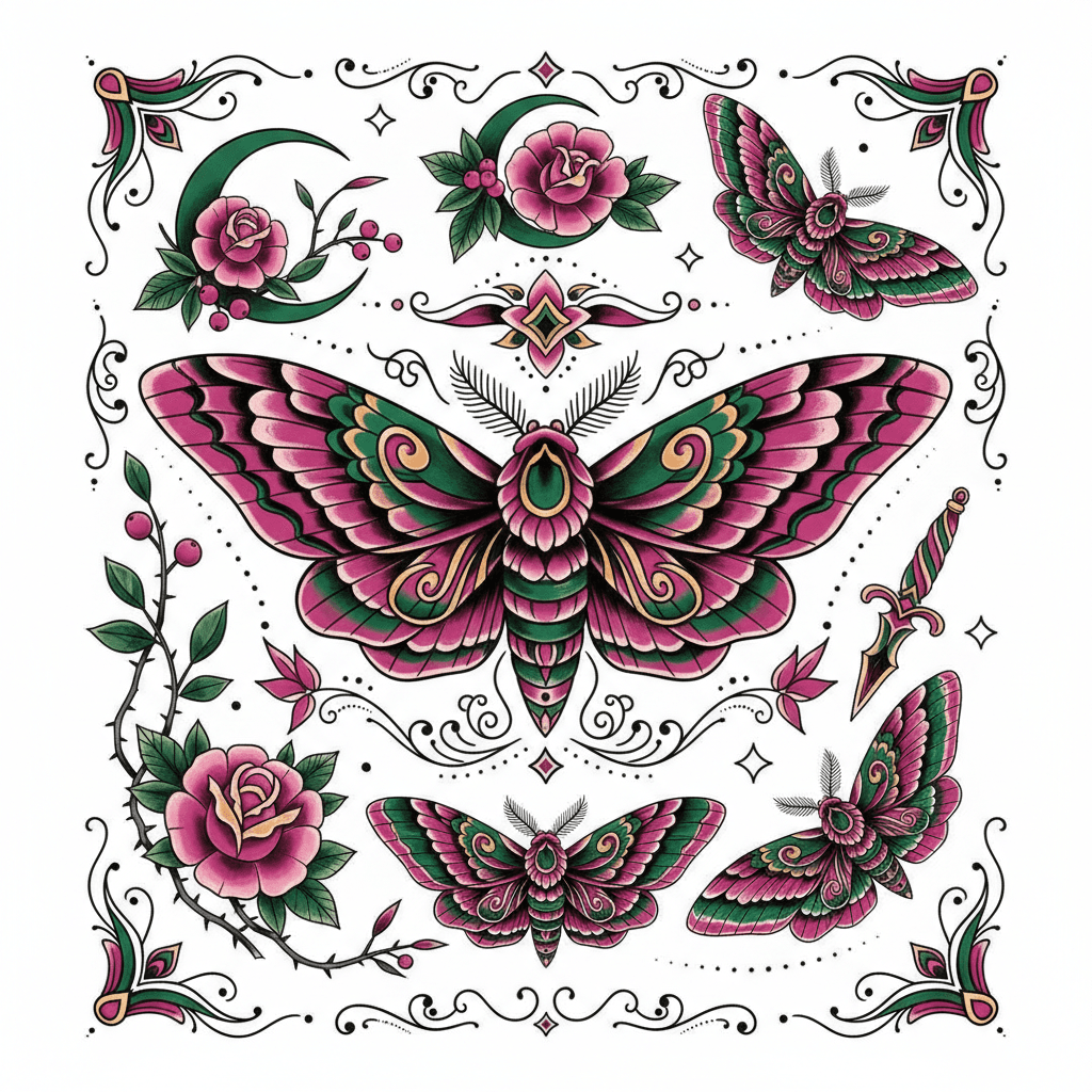 Neo-Traditional tattoo flash design 39