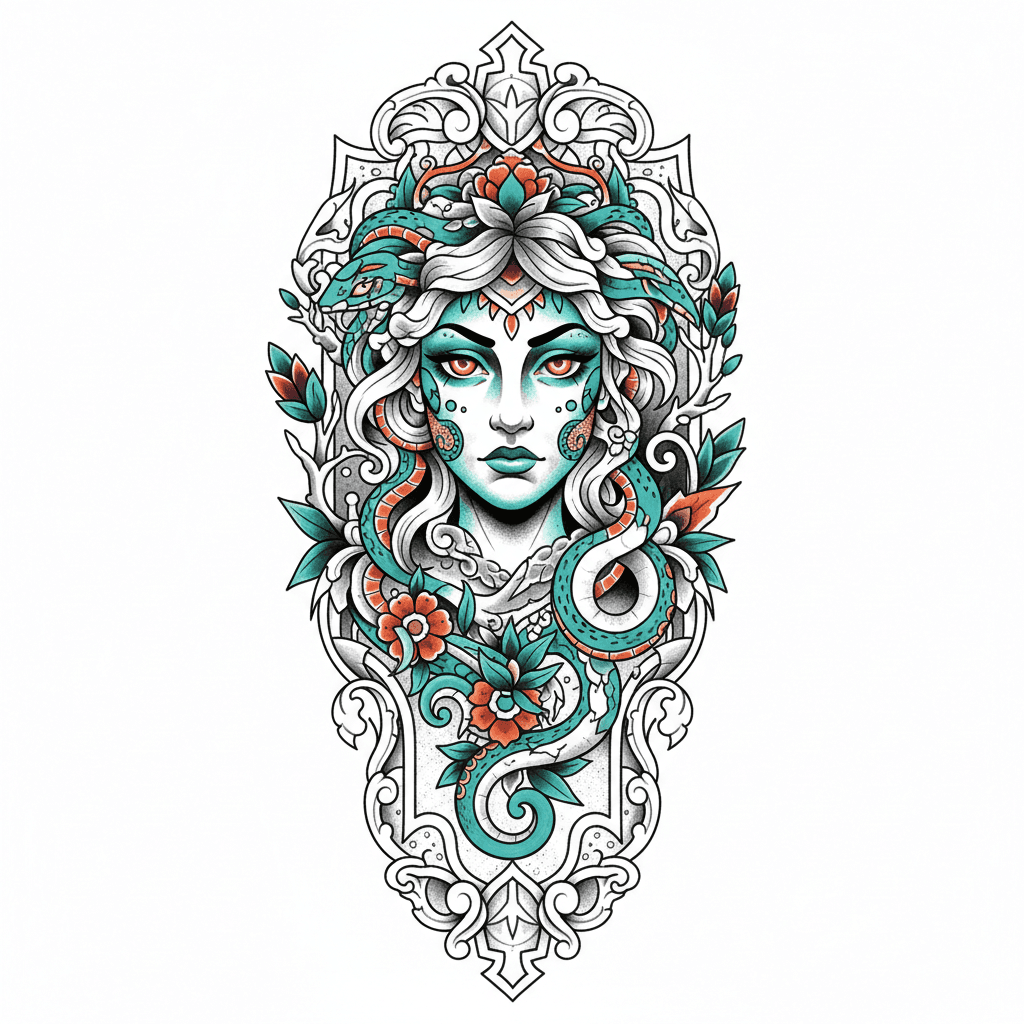 Neo-Traditional tattoo flash design 49
