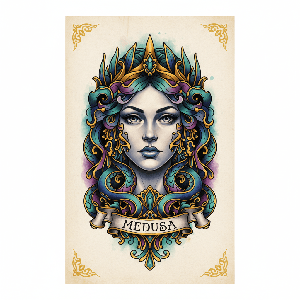 Neo-Traditional tattoo flash design 53