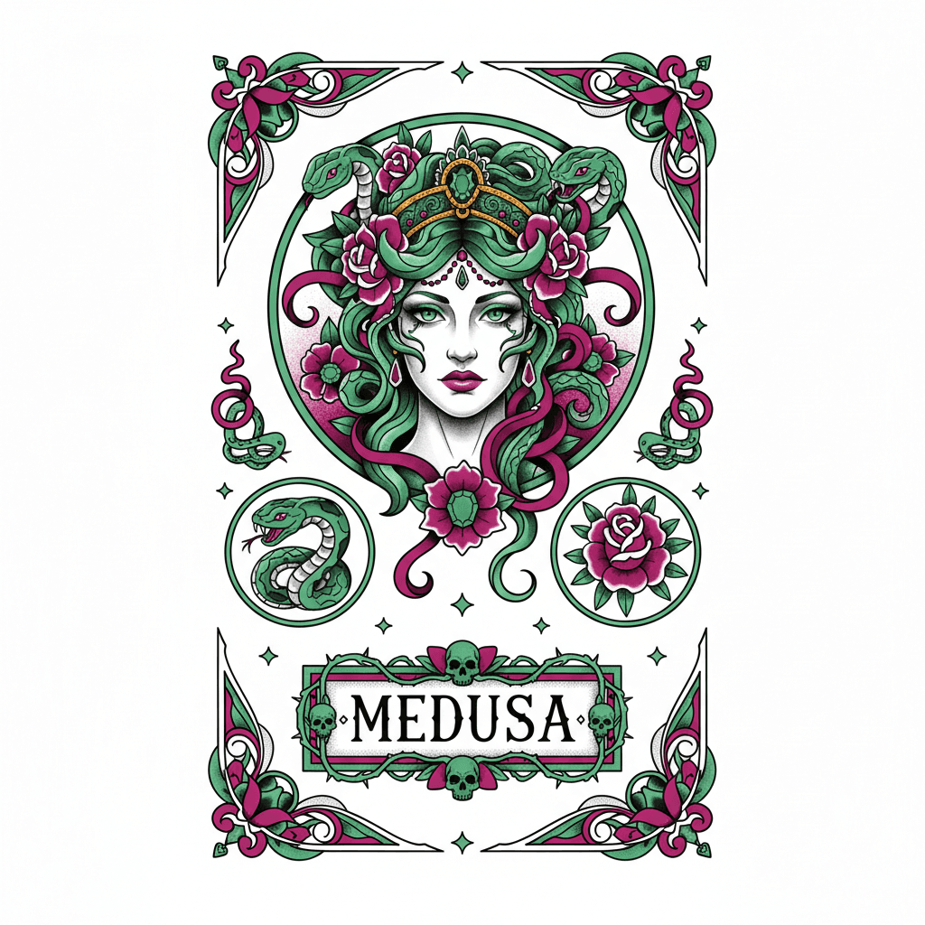 Neo-Traditional tattoo flash design 54