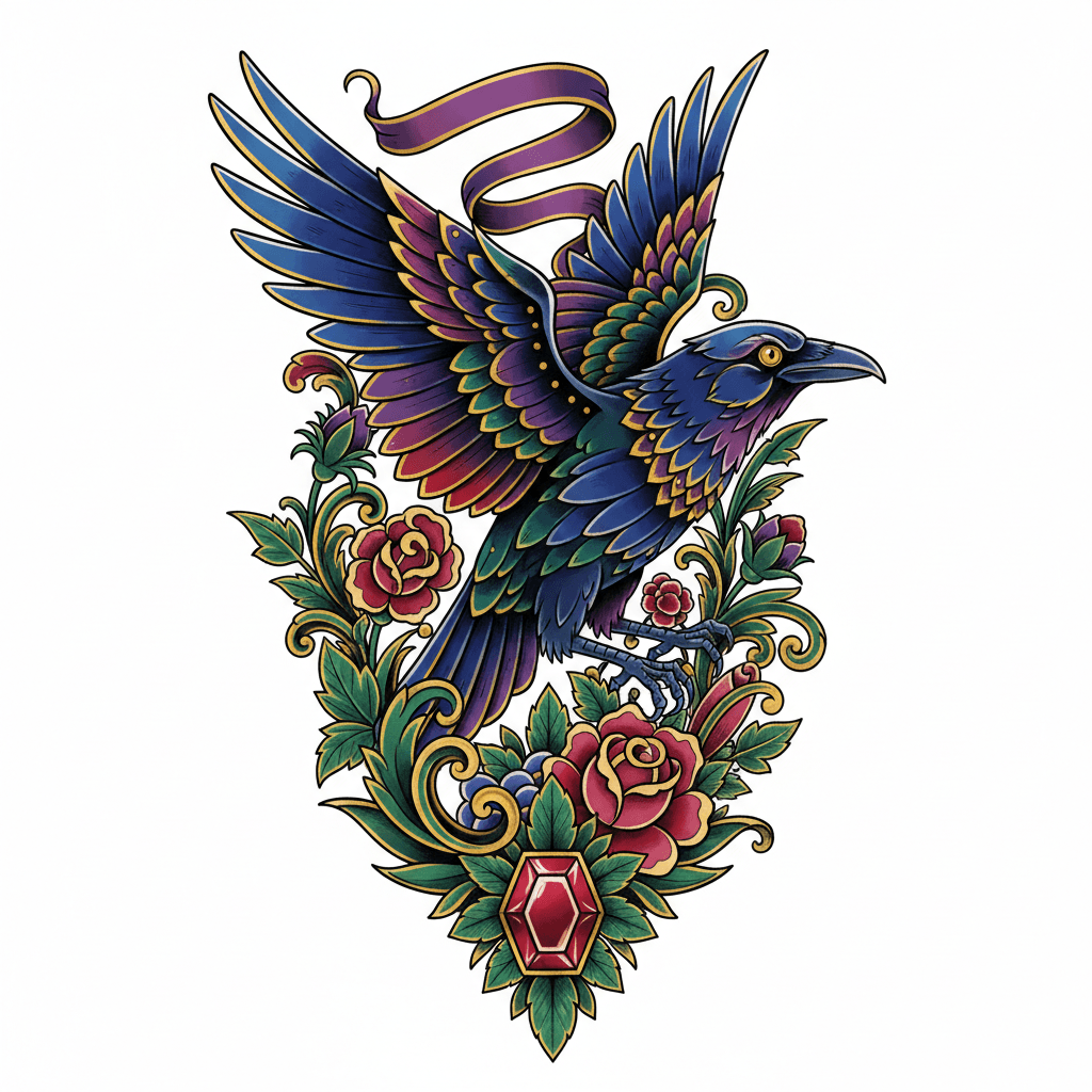 Neo-Traditional tattoo flash design 65