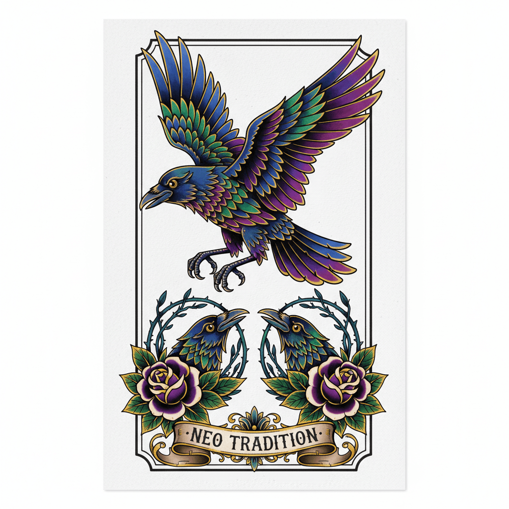 Neo-Traditional tattoo flash design 68