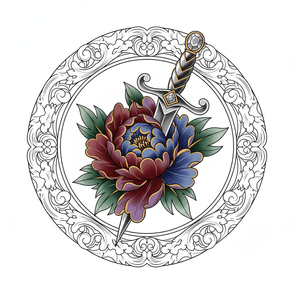 Neo-Traditional tattoo flash design 77