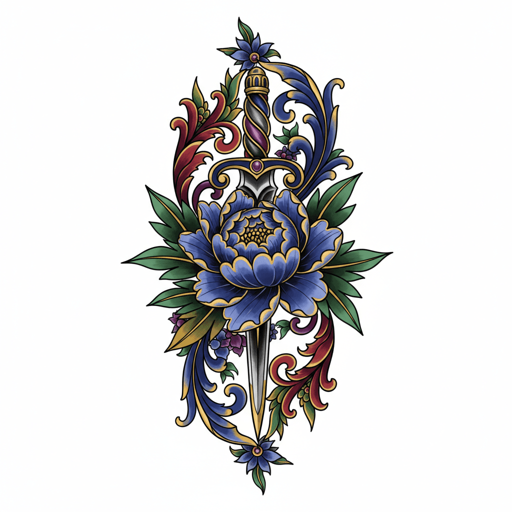 Neo-Traditional tattoo flash design 80