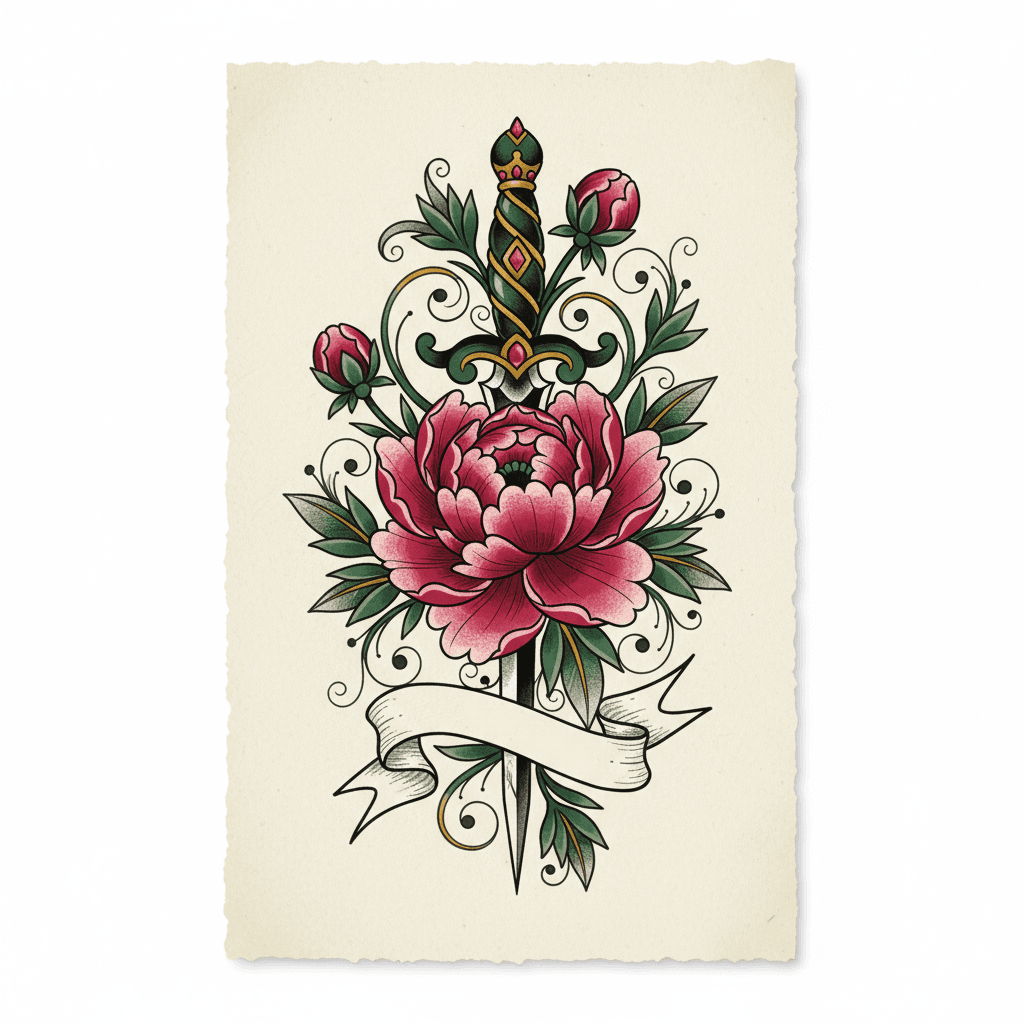 Neo-Traditional tattoo flash design 81