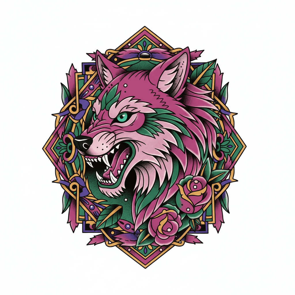 Neo-Traditional tattoo flash design 93