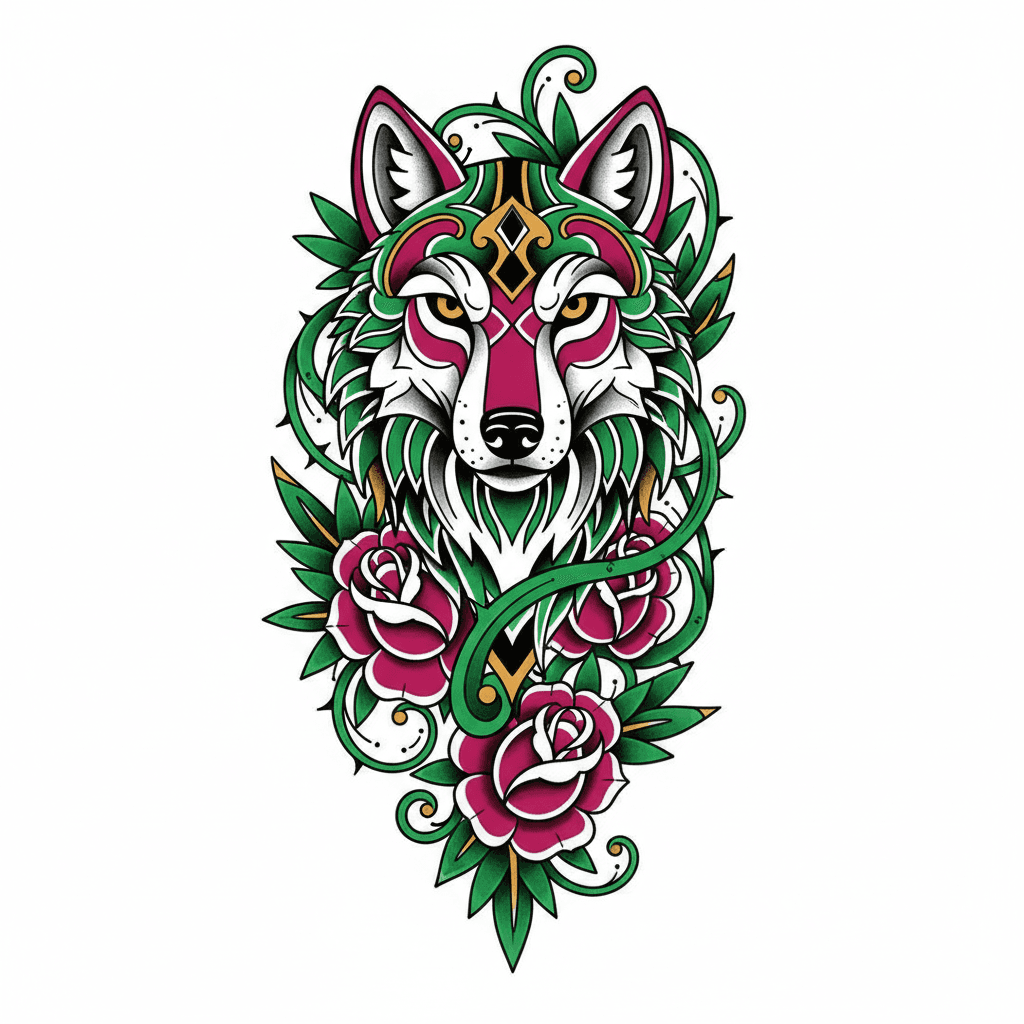 Neo-Traditional tattoo flash design 96