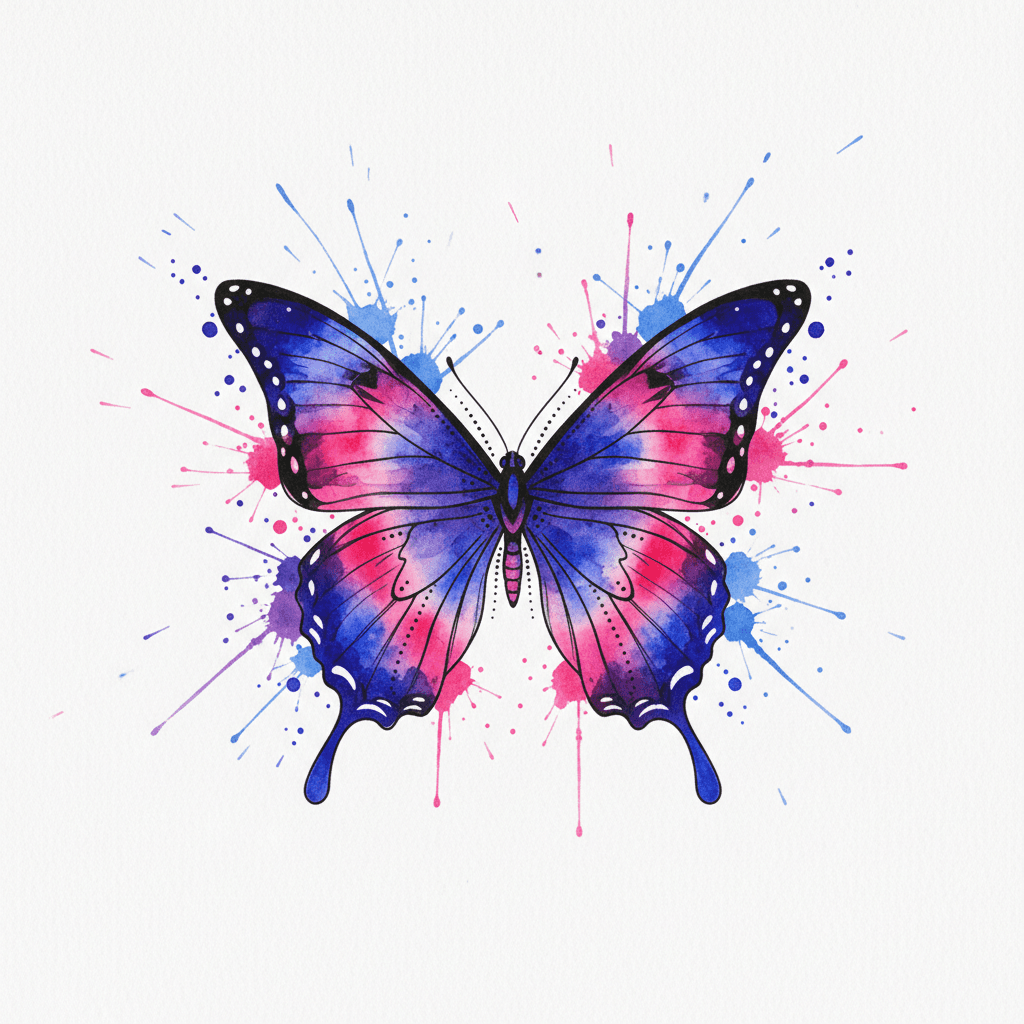 Watercolor tattoo flash design 1