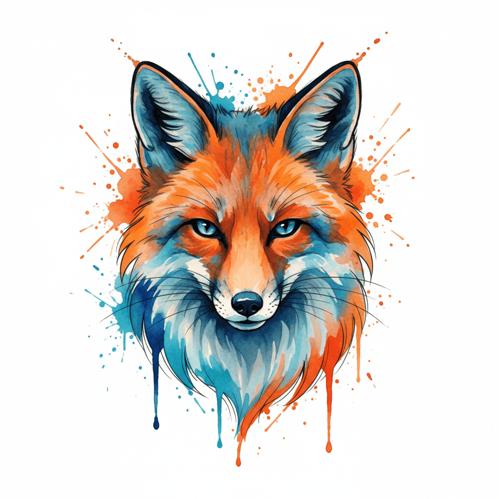 Watercolor tattoo flash design 5