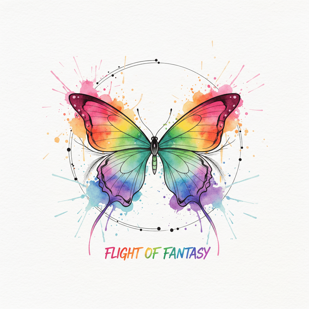 Watercolor tattoo flash design 9