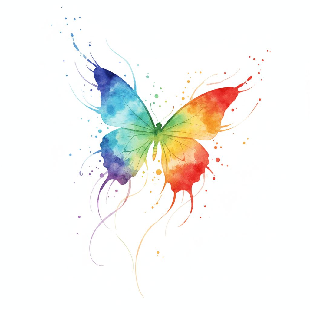 Watercolor tattoo flash design 15