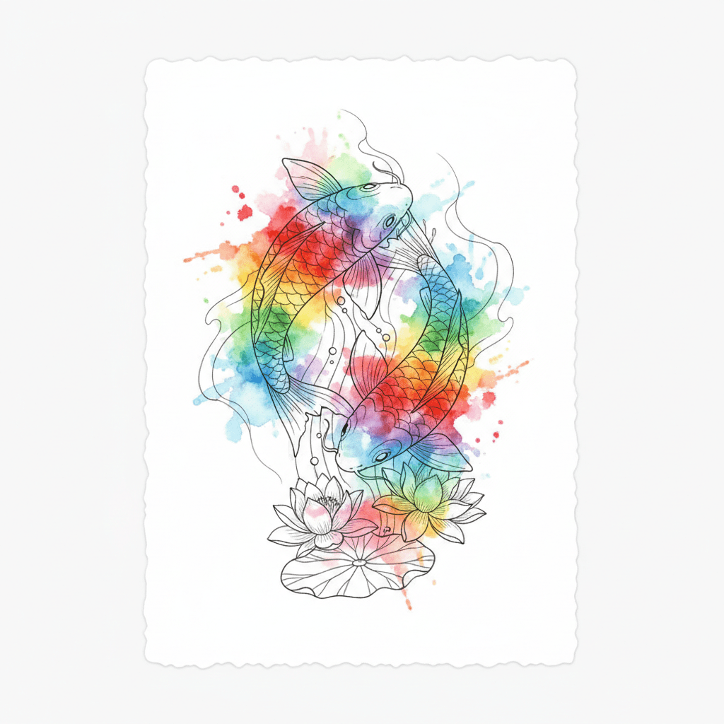 Watercolor tattoo flash design 21