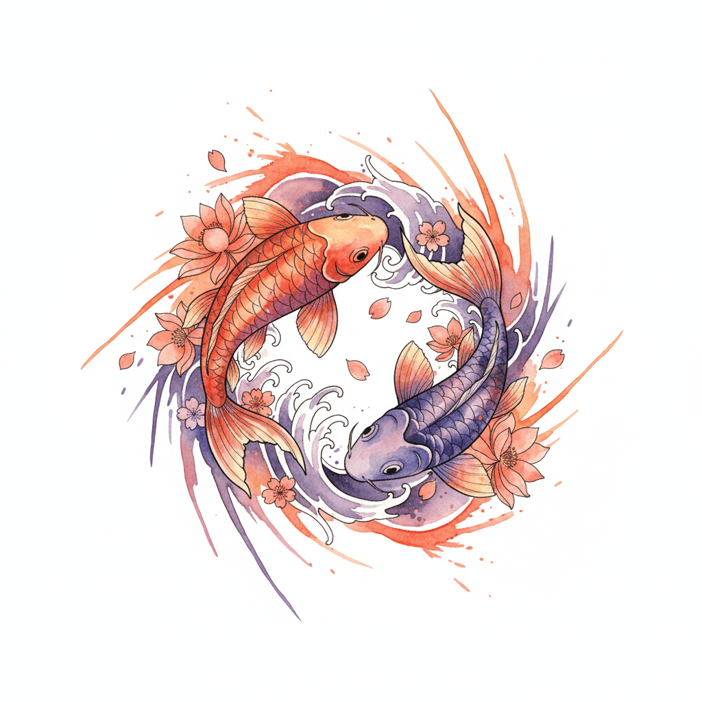 Watercolor tattoo flash design 29