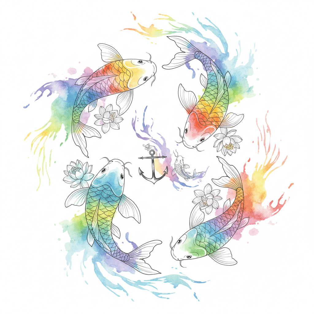 Watercolor tattoo flash design 30