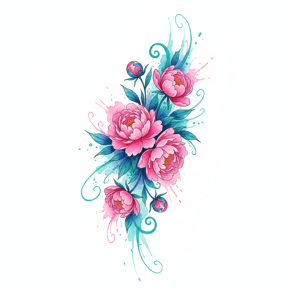 Watercolor tattoo flash design 40
