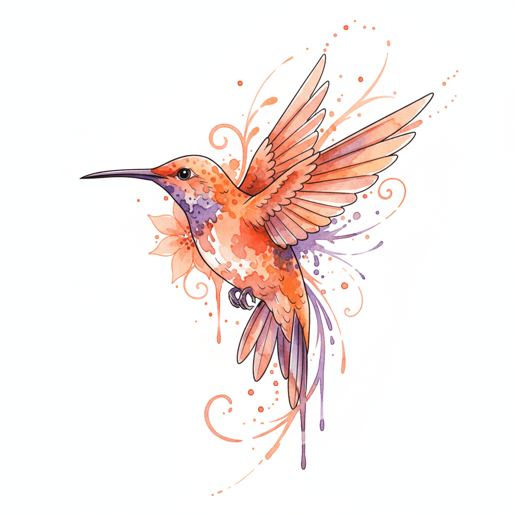 Watercolor tattoo flash design 47