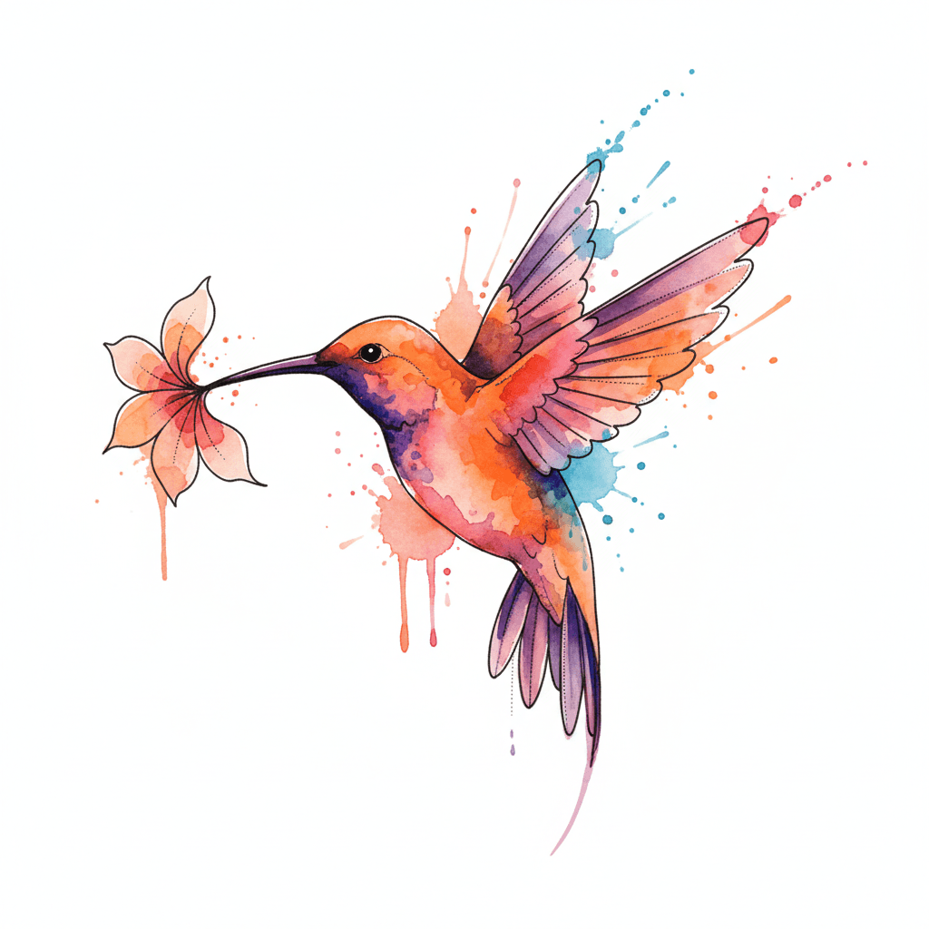 Watercolor tattoo flash design 56