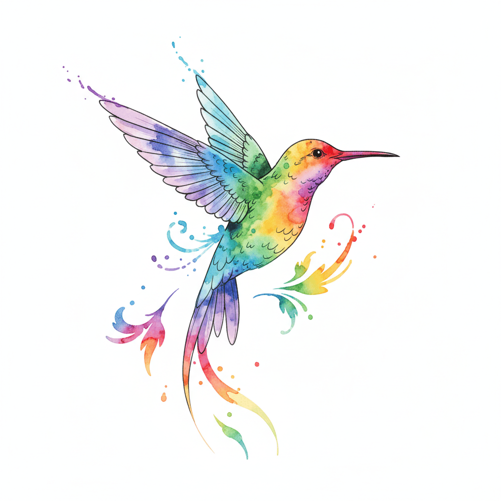 Watercolor tattoo flash design 57