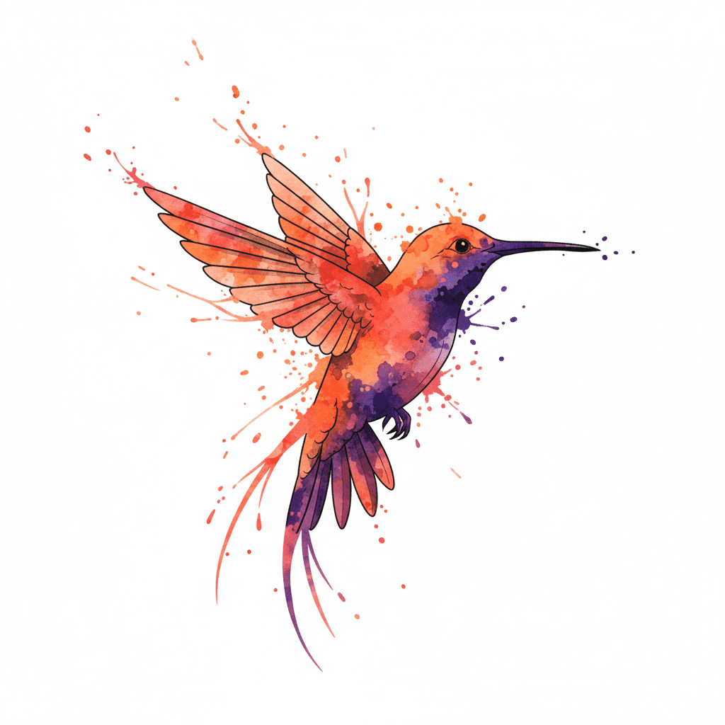 Watercolor tattoo flash design 59