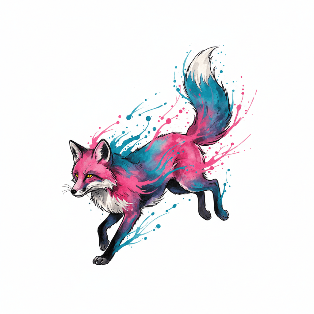 Watercolor tattoo flash design 73