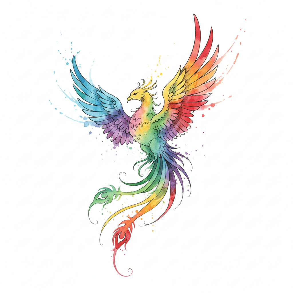 Watercolor tattoo flash design 78