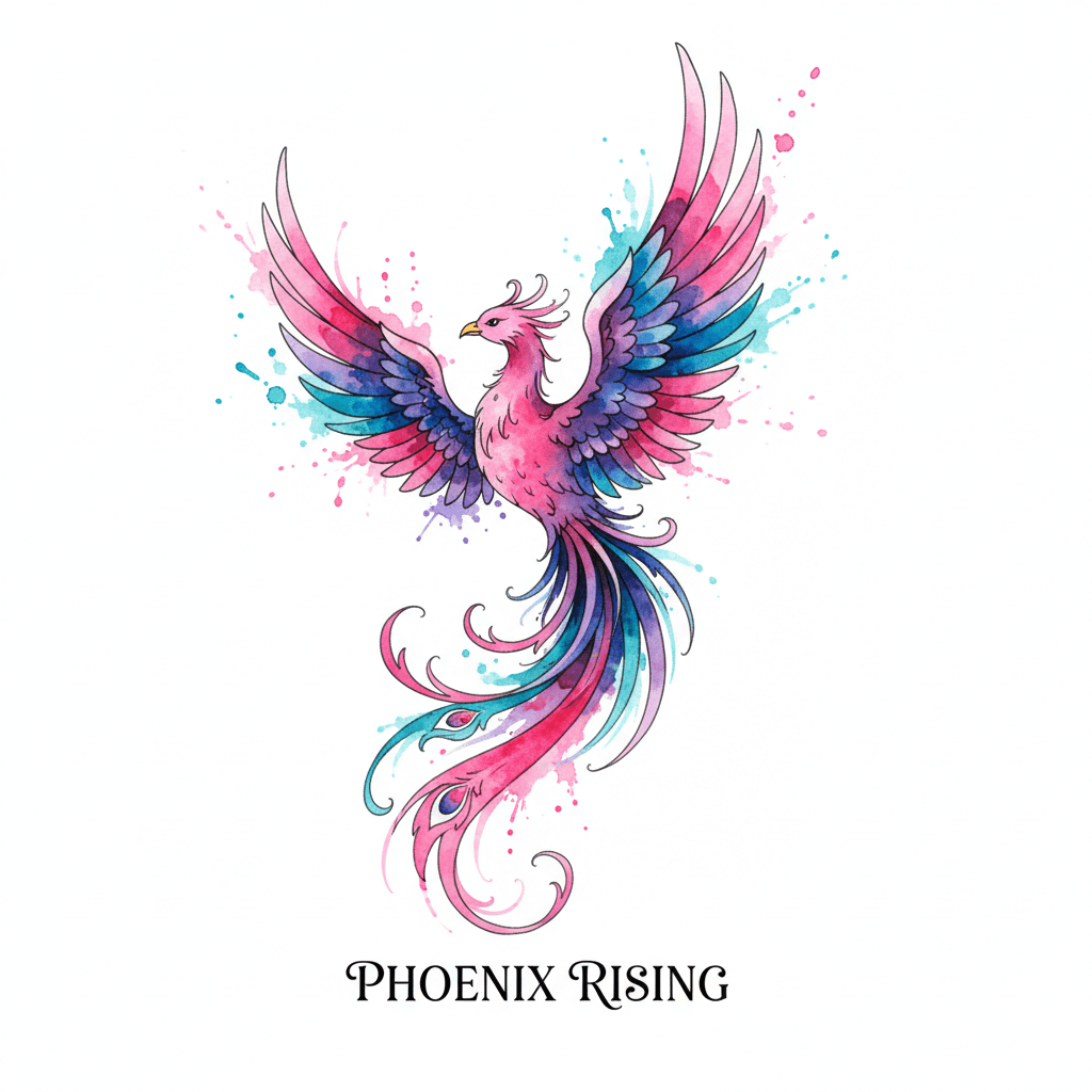 Watercolor tattoo flash design 79