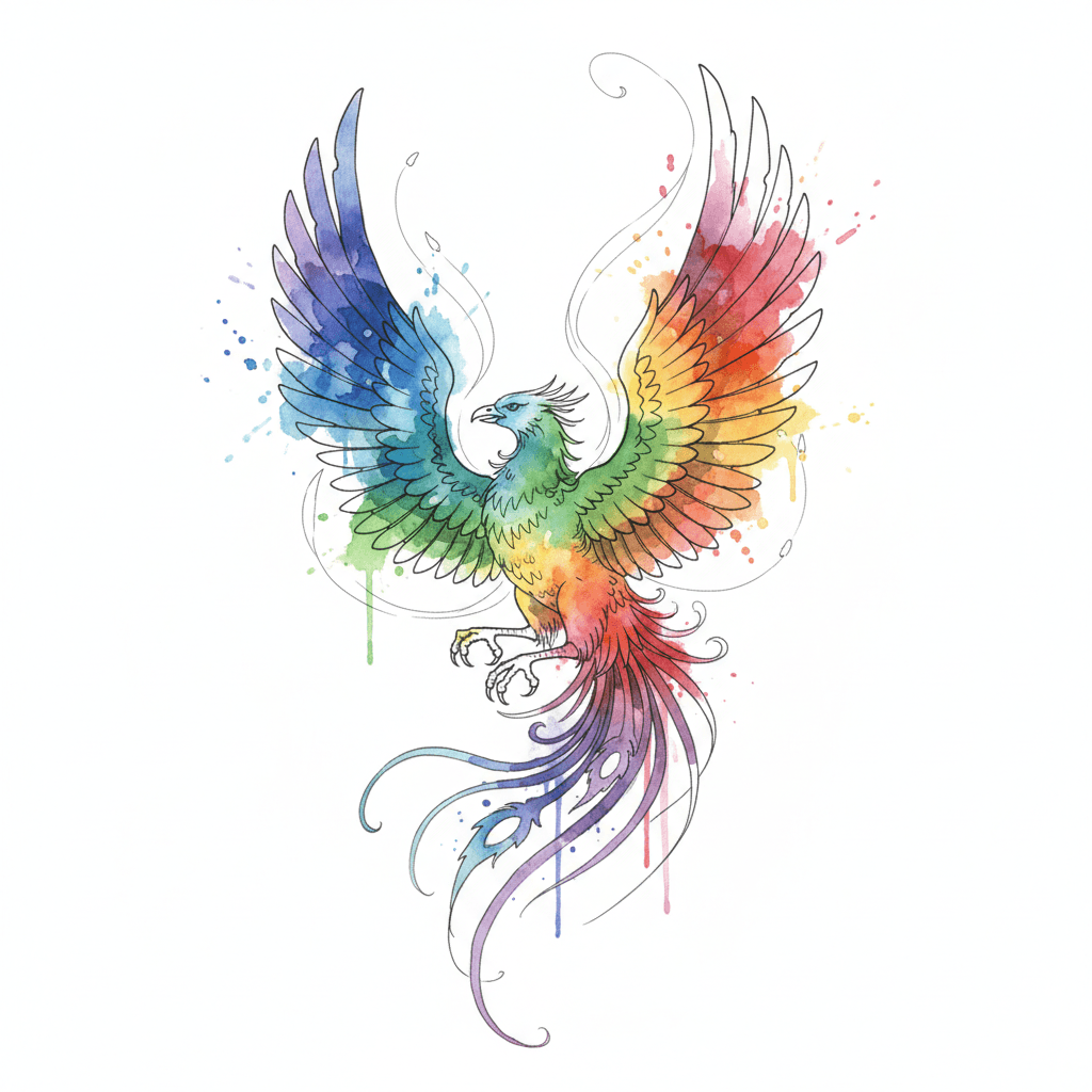 Watercolor tattoo flash design 81